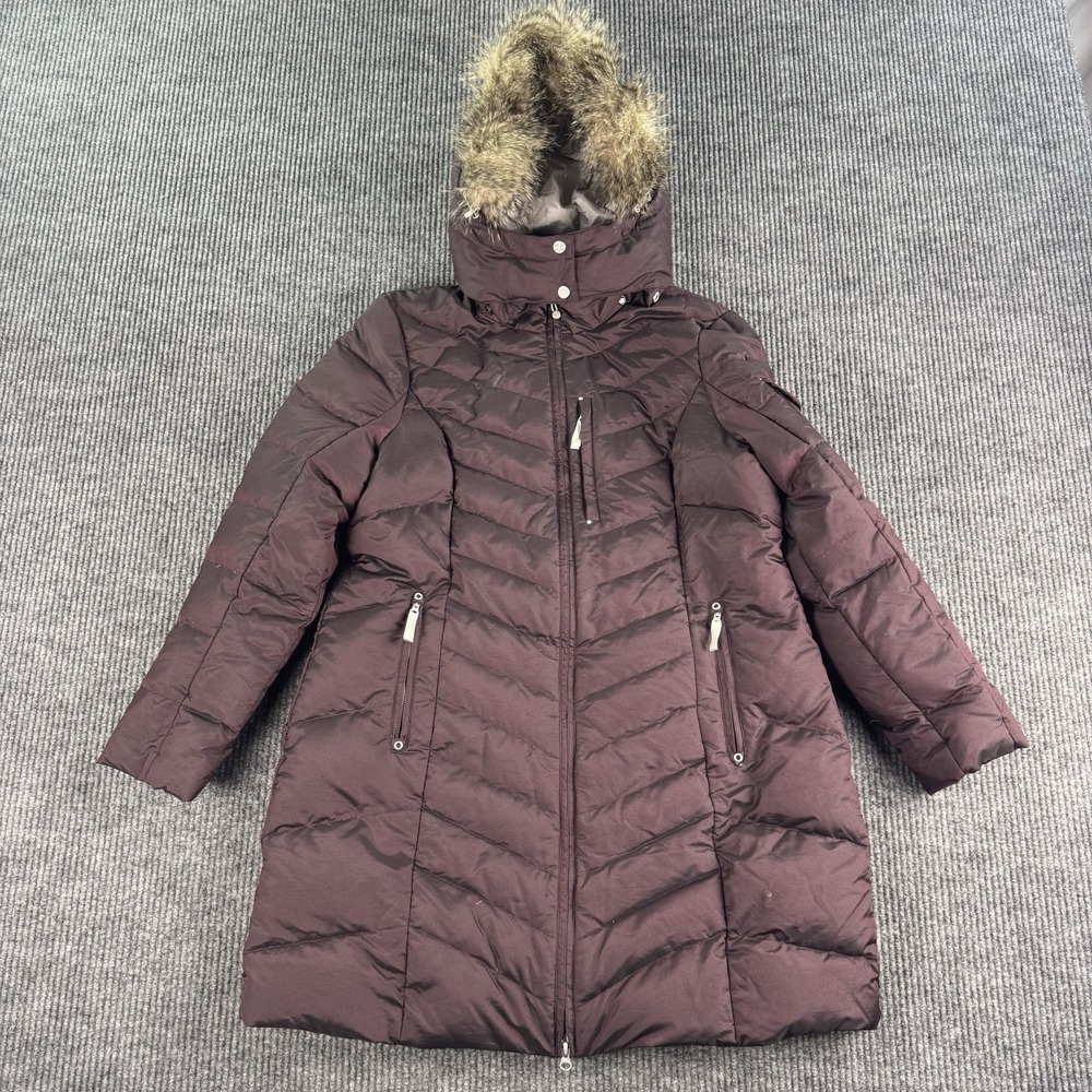 Eddie Bauer Goose Down Parka Womens PXL Purple Plum 550 Fill Hooded Coat